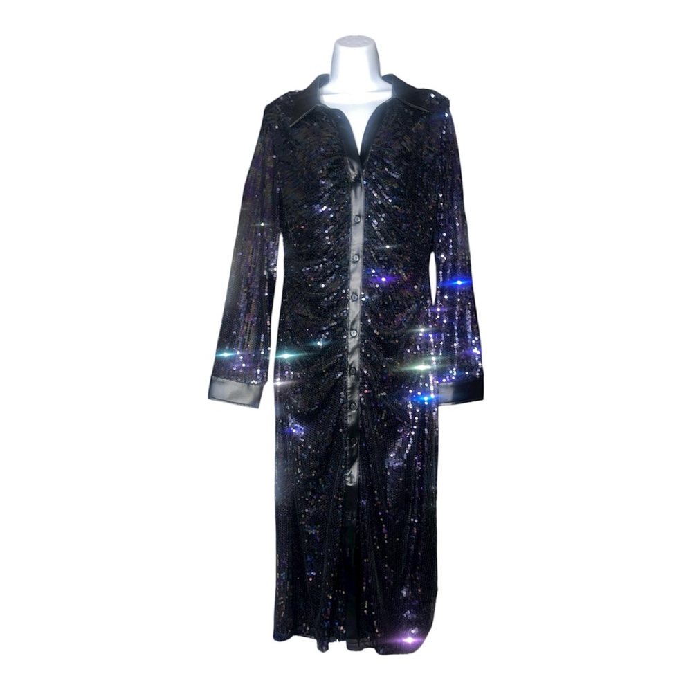 Glamorous Black & Purple Sequin Long Sleeve